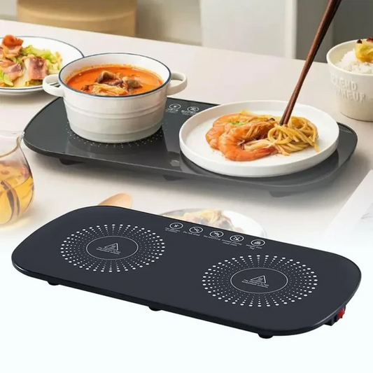 Bandeja calefactora eléctrica con doble zona de calor – Disfruta tus alimentos a la temperatura ideal