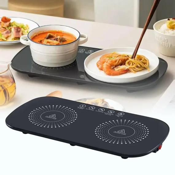 Bandeja calefactora eléctrica con doble zona de calor – Disfruta tus alimentos a la temperatura ideal