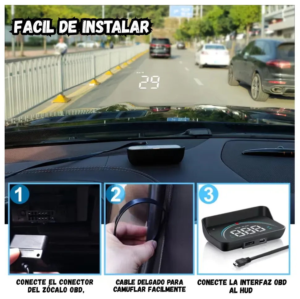 Proyector de velocidad HUD inteligente para vehículos – Mantén la vista al frente y conduce con mayor seguridad