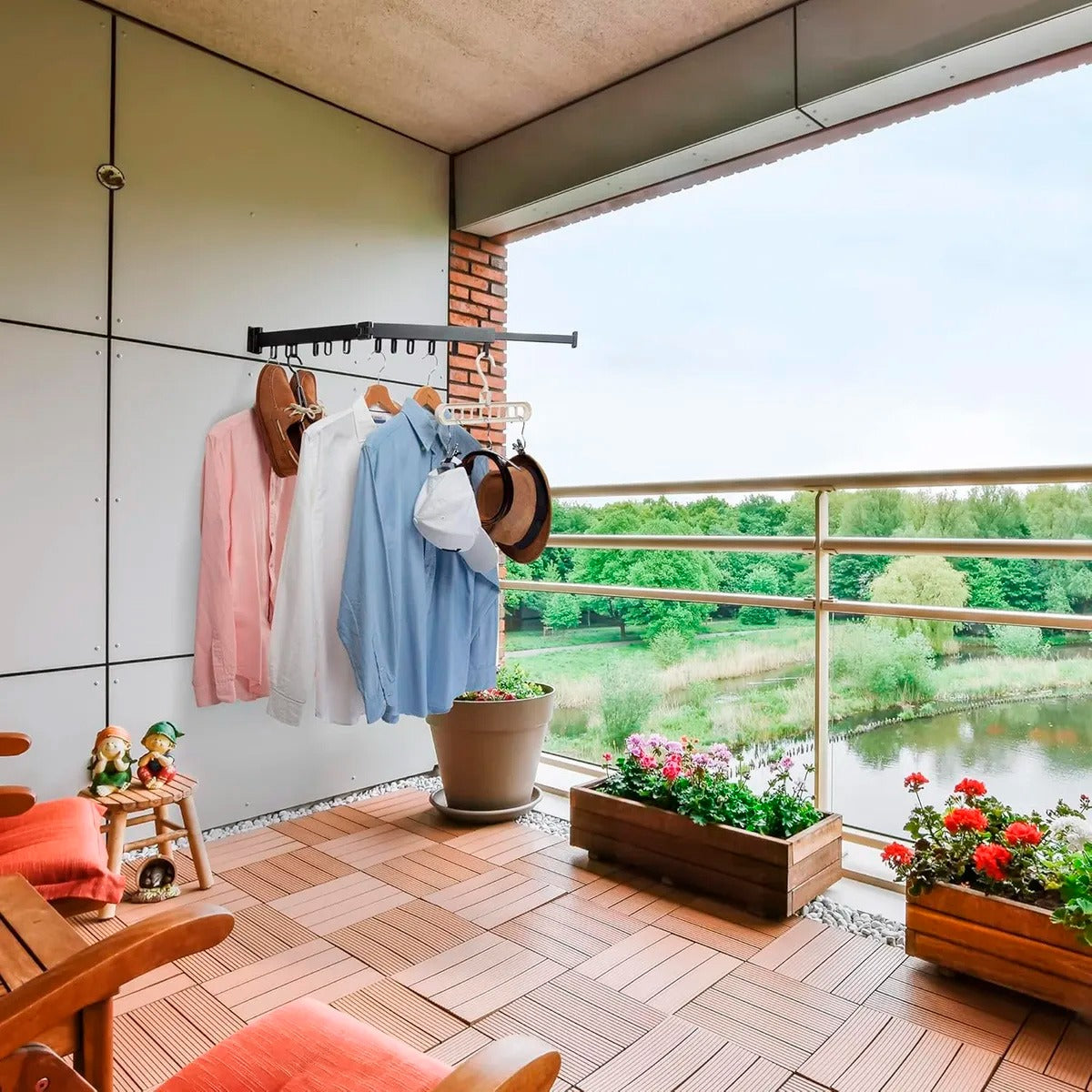 Tendedero plegable de pared para 12 prendas - Seca más ropa en menos espacio