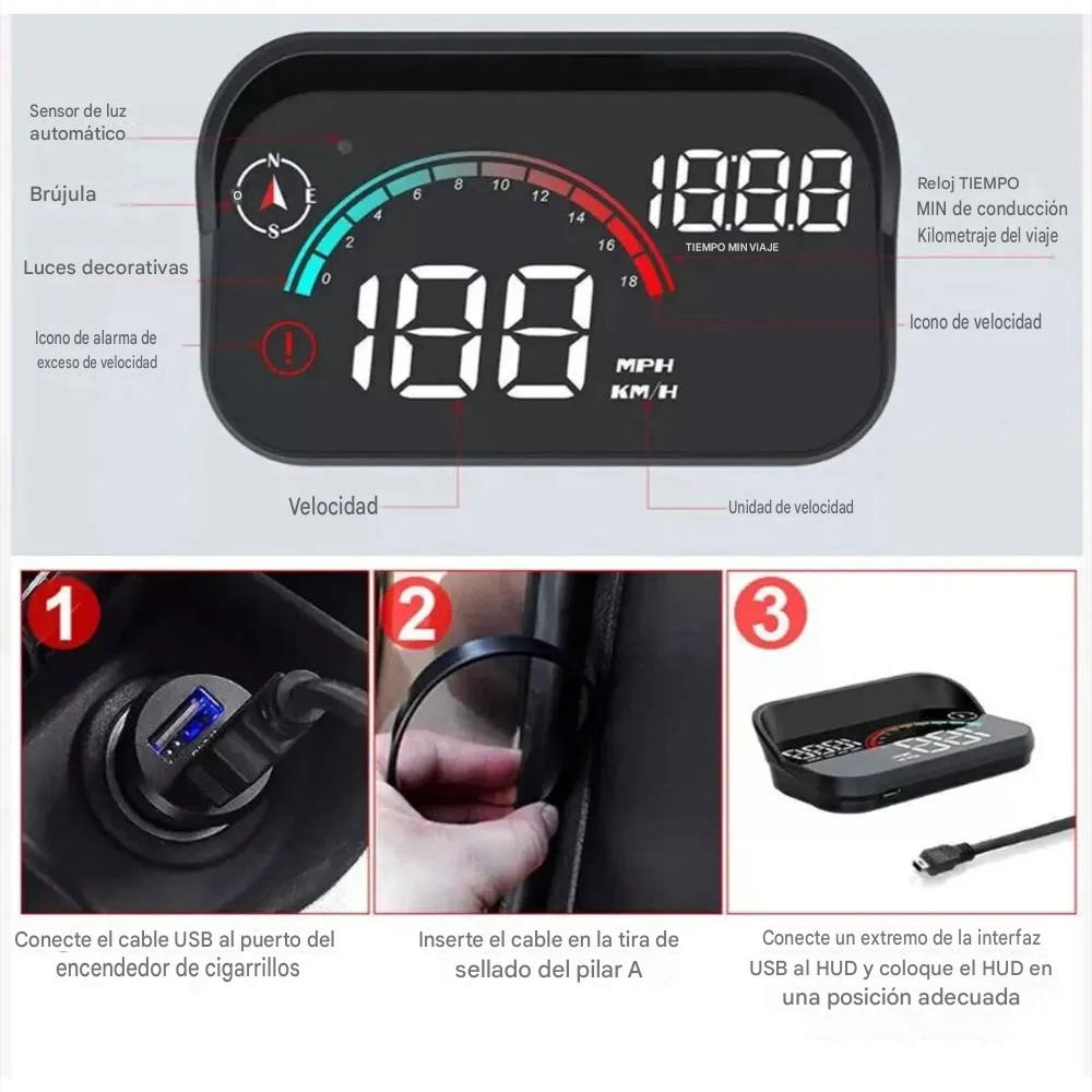 Proyector de velocidad HUD inteligente para vehículos – Mantén la vista al frente y conduce con mayor seguridad