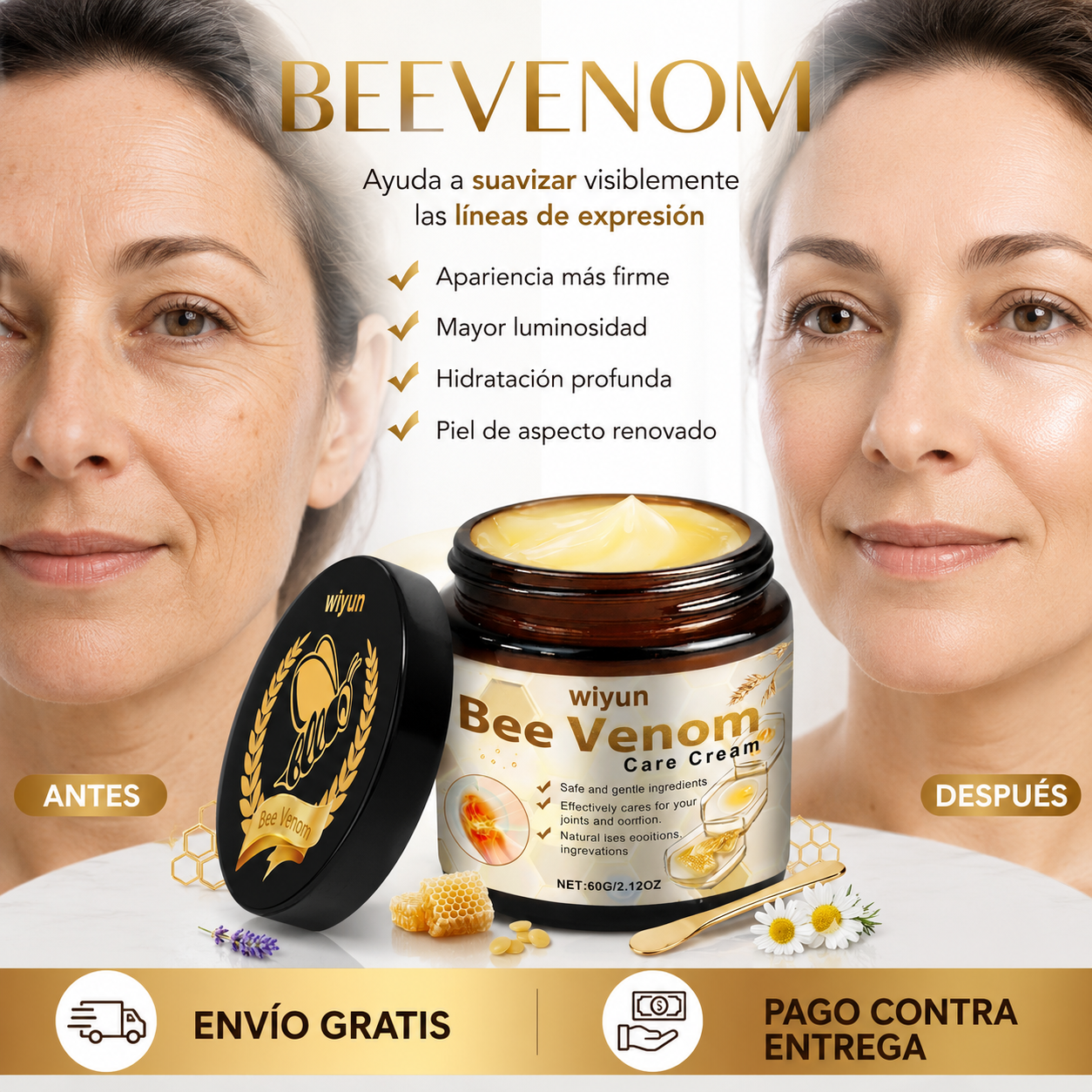 BeeVenom Skin Care Cream - Reduce visiblemente las arrugas y líneas de expresión