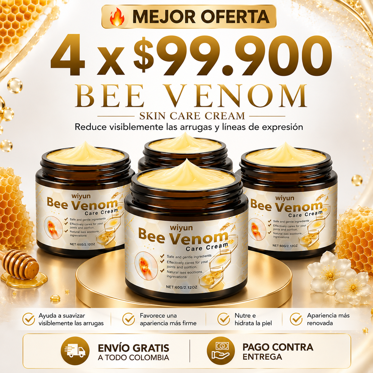 BeeVenom Skin Care Cream - Reduce visiblemente las arrugas y líneas de expresión