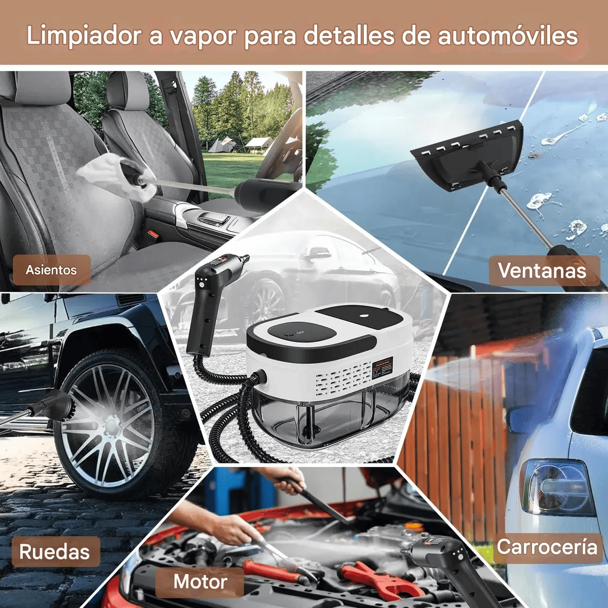 Limpiador a vapor a alta temperatura para vehículos - Limpia y protege el motor de tu vehículo